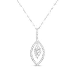 Multi-Diamond Marquise Frame Drop Necklace 1/3 ct tw 10K White Gold 18&quot;