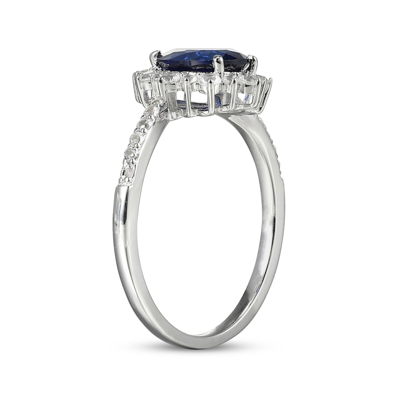 Main Image 2 of Pear-Shaped Blue Lab-Created Sapphire & White Lab-Created Sapphire Ring Sterling Silver