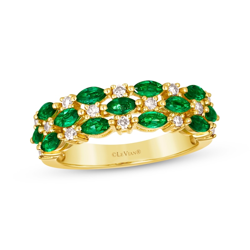 Main Image 1 of Le Vian Venetian Mosaic Emerald & Diamond Ring 1/4 ct tw 14K Honey Gold