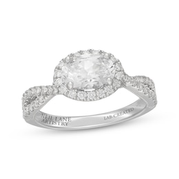 Neil Lane Artistry Oval-Cut Lab-Grown Diamond Halo Engagement Ring 1-1/2 ct tw 14K White Gold