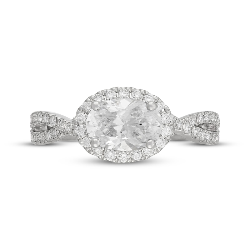 Neil Lane Artistry Oval-Cut Lab-Grown Diamond Halo Engagement Ring 1-1/2 ct tw 14K White Gold