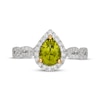 Thumbnail Image 3 of Neil Lane Pear-Shaped Peridot & Diamond Halo Engagement Ring 3/8 ct tw 14K White Gold