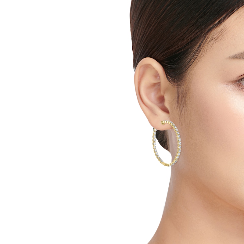 Main Image 3 of Lab-Grown Diamonds by KAY Inside-Out Hoop Earrings 2 ct tw 14K Yellow Gold 39mm