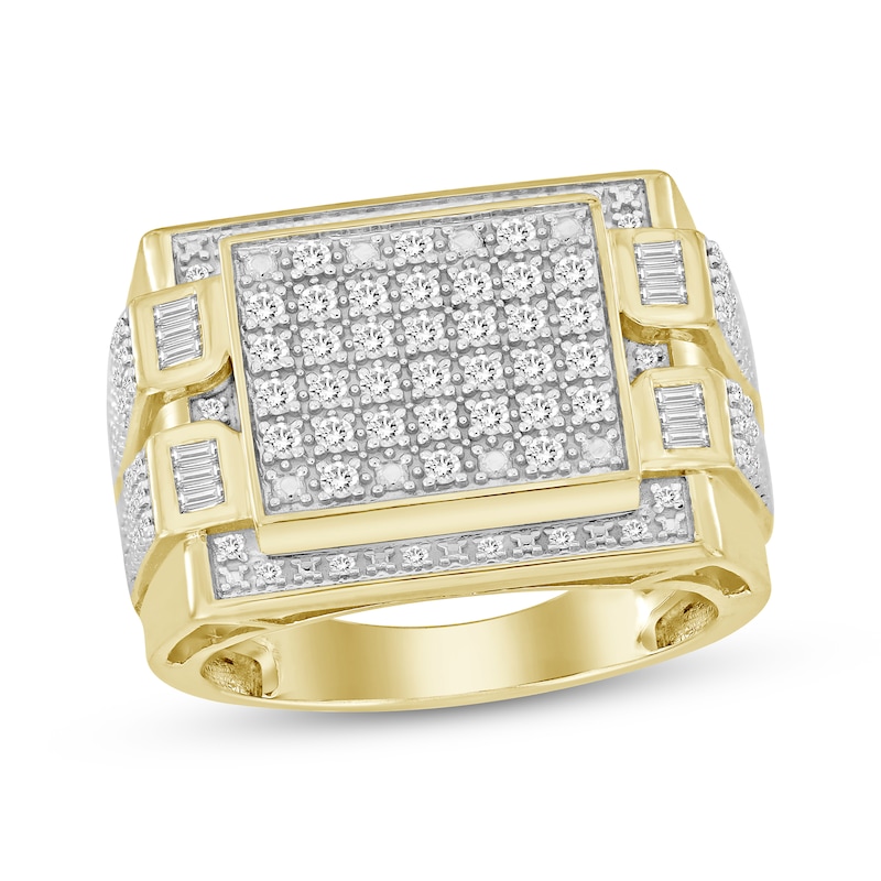 Baguette & Round-Cut Diamond Rectangle Ring 1/2 ct tw 10K Yellow Gold