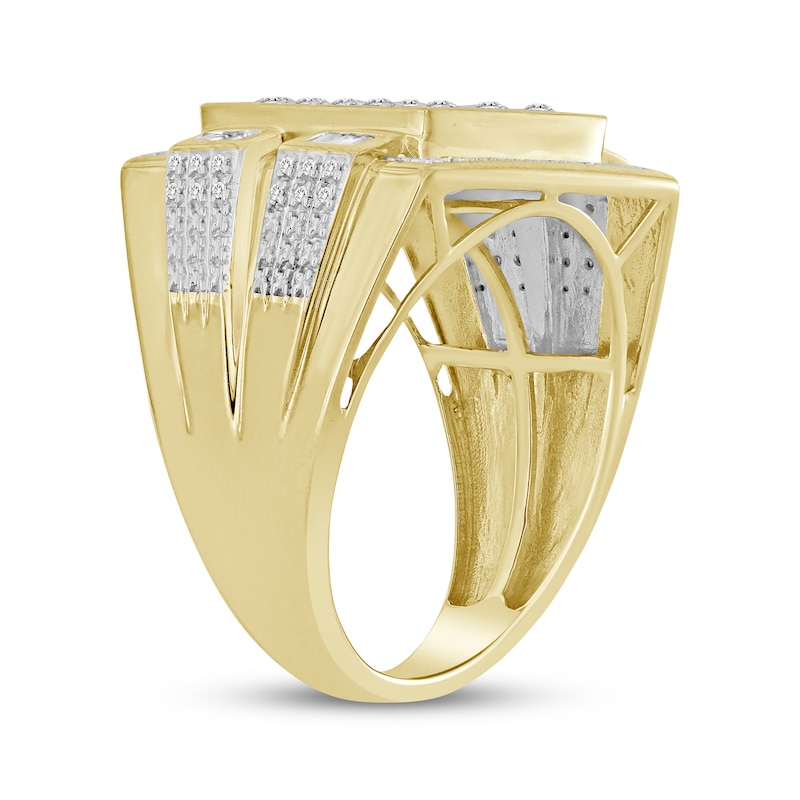 Baguette & Round-Cut Diamond Rectangle Ring 1/2 ct tw 10K Yellow Gold