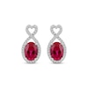 Thumbnail Image 2 of Oval-Cut Lab-Created Ruby & White Lab-Created Sapphire Twisted Heart Drop Earrings Sterling Silver