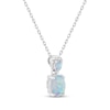 Thumbnail Image 2 of Pear-Shaped & Oval-Cut Lab-Created Opal, White Lab-Created Sapphire Drop Necklace Sterling Silver 18&quot;