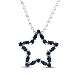 Marquise & Round-Cut Blue Lab-Created Sapphire Star Necklace Sterling Silver 18&quot;