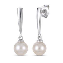 Cultured Pearl Drop Earrings Sterling Silver