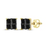 Thumbnail Image 1 of Men's Square-Cut Black Diamond Quad Stud Earrings 2 ct tw 10K Yellow Gold