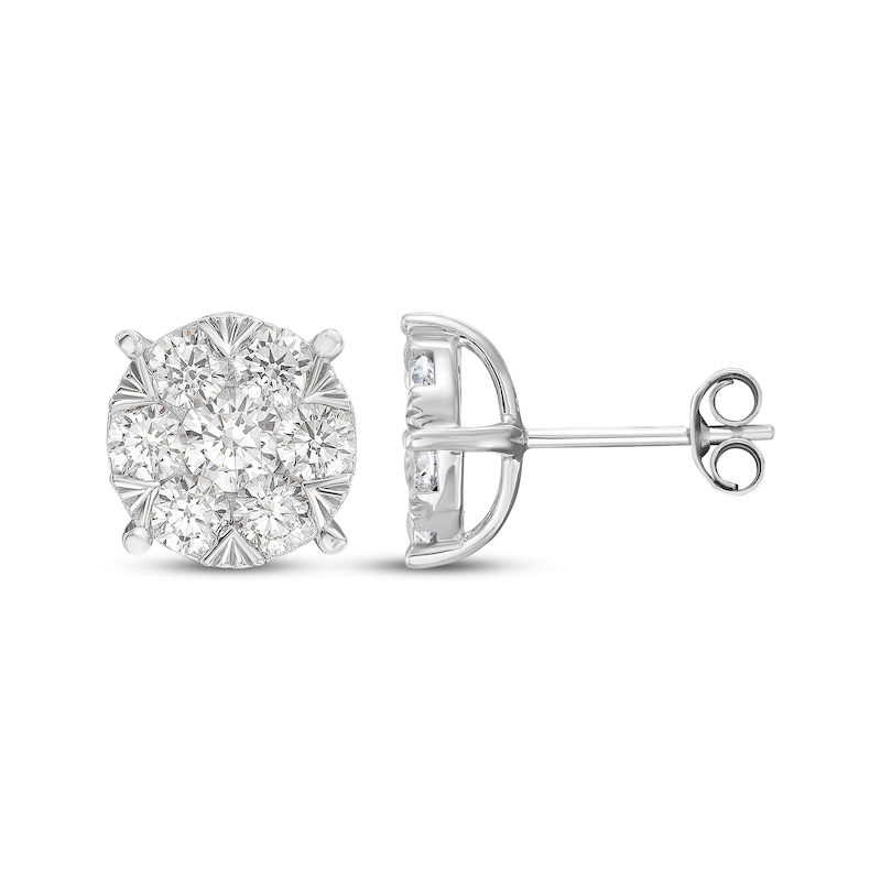 Lab-Created Diamonds by KAY Multi-Stone Circle Stud Earrings 1-1/2 ct tw 10K White Gold