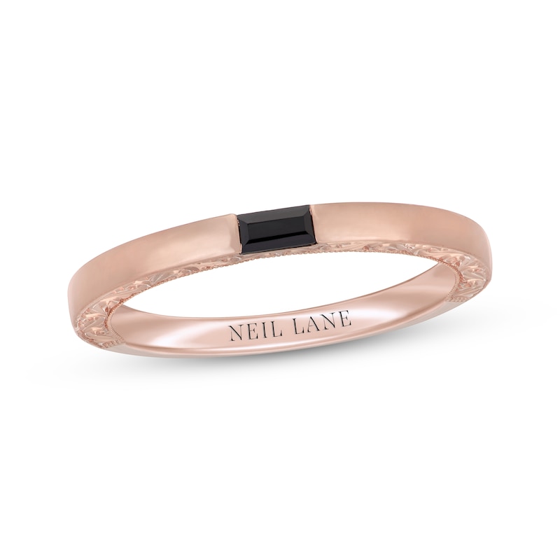 Main Image 1 of Neil Lane Baguette-Cut Black Diamond Wedding Band 1/10 ct tw 14K Rose Gold