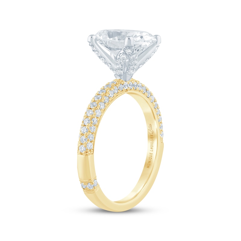 Main Image 2 of Monique Lhuillier Bliss Oval-Cut Lab-Grown Diamond Engagement Ring 3-5/8 ct tw 18K Yellow Gold