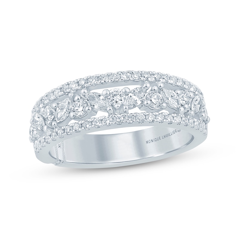 Main Image 1 of Monique Lhuillier Bliss Marquise & Round-Cut Lab-Grown Diamond Anniversary Ring 3/4 ct tw 18K White Gold