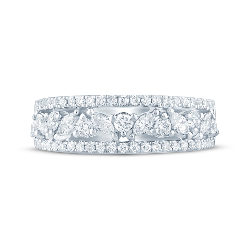 Main Image 4 of Monique Lhuillier Bliss Marquise & Round-Cut Lab-Grown Diamond Anniversary Ring 3/4 ct tw 18K White Gold