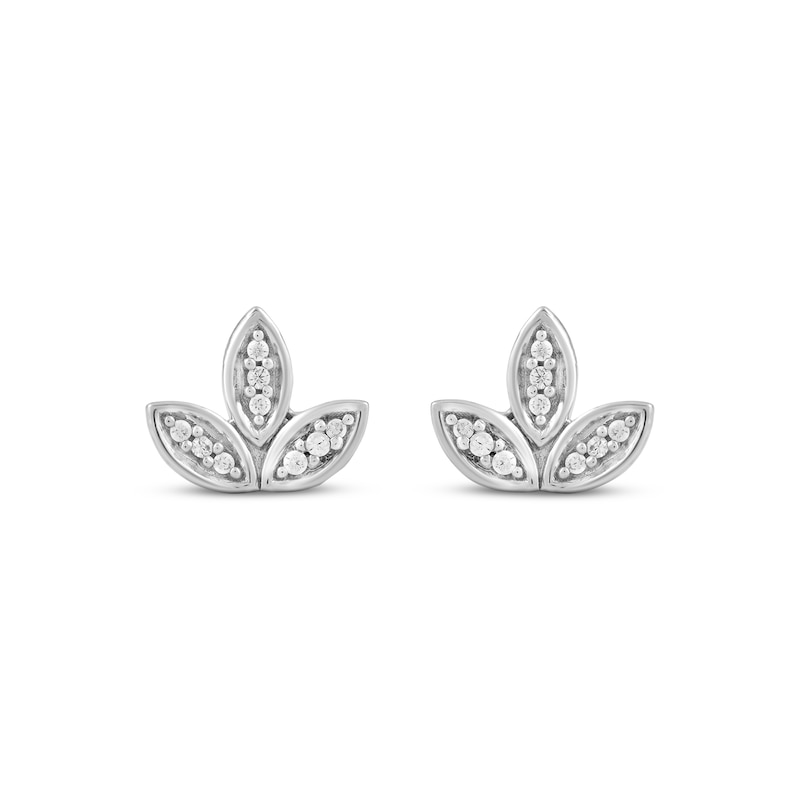 Diamond Leaf Stud Earrings 1/20 ct tw Sterling Silver