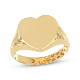 Heart Signet Ring 10K Yellow Gold Size 7