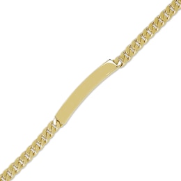 Hollow Curb Chain ID Bracelet 10K Yellow Gold 8&quot;