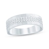 Thumbnail Image 0 of Men's Diamond Angled Sandblast Wedding Band 1/2 ct tw 10K White Gold