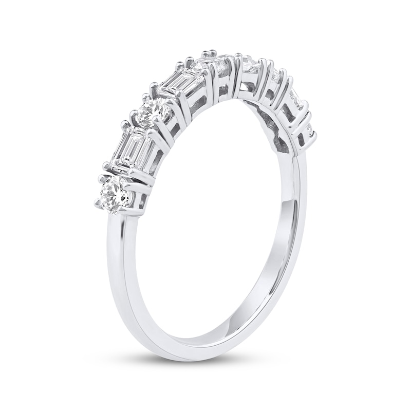 Main Image 2 of Lab-Grown Diamonds by KAY Emerald & Round-Cut Anniversary Ring 1 ct tw 14K White Gold