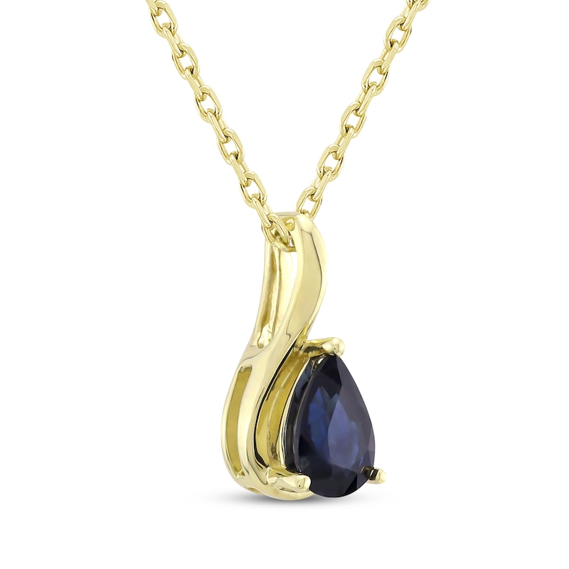 Main Image 2 of Pear-Shaped Natural Blue Sapphire Necklace 10K Yellow Gold 18&quot;