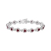 Thumbnail Image 1 of Heart-Shaped Lab-Created Ruby & White Lab-Created Sapphire Bracelet Sterling Silver 7.25&quot;