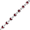 Thumbnail Image 2 of Heart-Shaped Lab-Created Ruby & White Lab-Created Sapphire Bracelet Sterling Silver 7.25&quot;