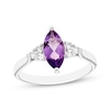 Thumbnail Image 0 of Marquise-Cut Amethyst & White Lab-Created Sapphire Ring Sterling Silver