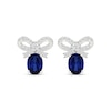 Thumbnail Image 2 of Oval-Cut Blue Lab-Created Sapphire & White Lab-Created Sapphire Bow Earrings Sterling Silver