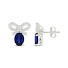 Thumbnail Image 3 of Oval-Cut Blue Lab-Created Sapphire & White Lab-Created Sapphire Bow Earrings Sterling Silver