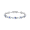 Thumbnail Image 1 of Swiss Blue Topaz, Blue & White Lab-Created Sapphire Evil Eye Bracelet 7.25&quot;