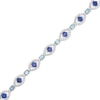 Thumbnail Image 2 of Swiss Blue Topaz, Blue & White Lab-Created Sapphire Evil Eye Bracelet 7.25&quot;