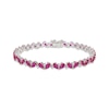 Thumbnail Image 1 of Pear-Shaped Lab-Created Ruby & White Lab-Created Sapphire Bracelet 7.25&quot;