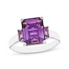 Thumbnail Image 0 of Emerald-Cut Amethyst Three-Stone Ring Sterling Silver