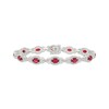 Thumbnail Image 1 of Oval-Cut Lab-Created Ruby & White Lab-Created Sapphire Link Bracelet Sterling Silver 7&quot;