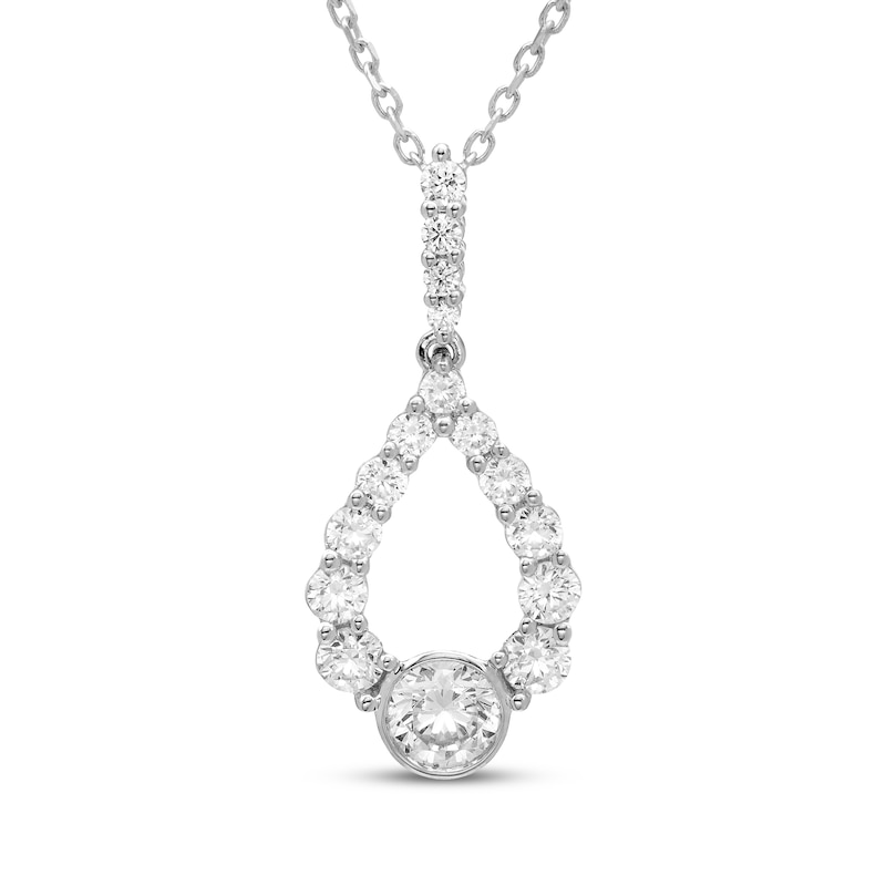 Milestones Diamond Teardrop Necklace 1 ct tw 10K White Gold 18"