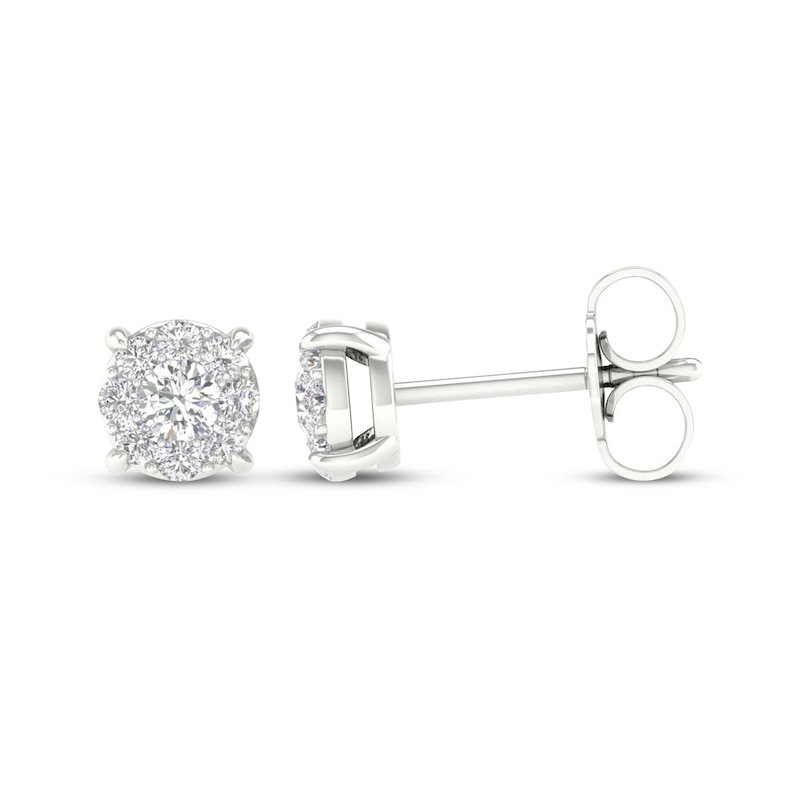 Main Image 3 of Lab-Grown Diamonds by KAY Halo Stud Earrings 1/3 ct tw 10K White Gold