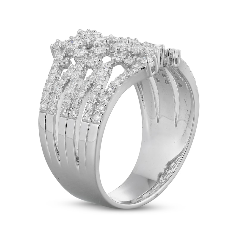 Main Image 2 of Diamond Multi-Row Scatter Fashion Ring 1 ct tw 10K White Gold