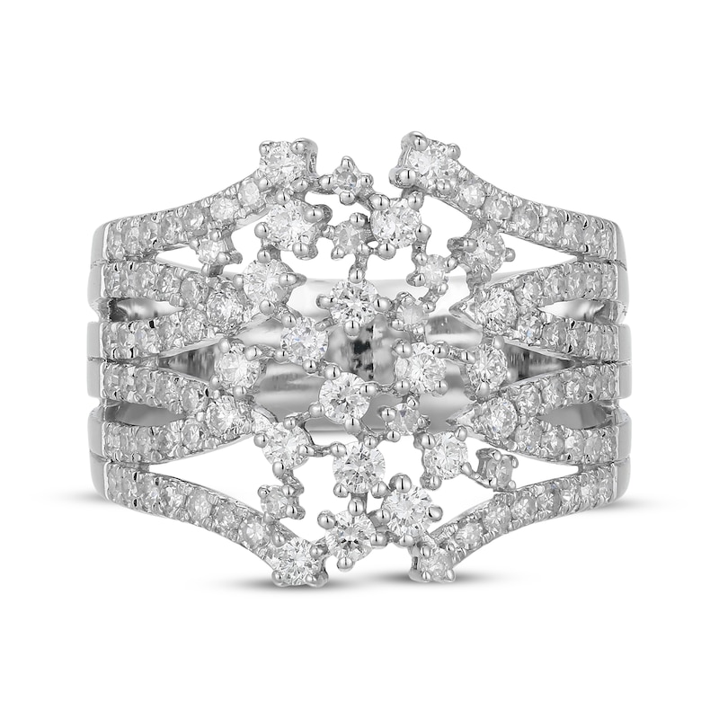 Main Image 3 of Diamond Multi-Row Scatter Fashion Ring 1 ct tw 10K White Gold