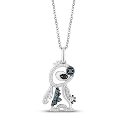 Disney Treasures Lilo & Stitch London Blue Topaz & Diamond Necklace 1/10 ct tw Sterling Silver 19&quot;