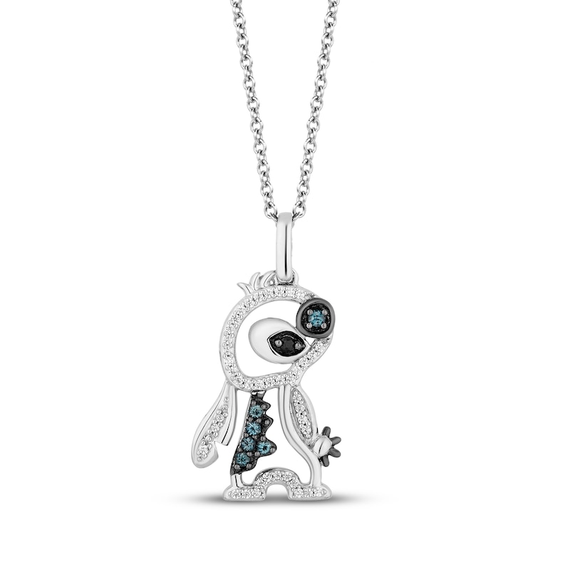 Main Image 1 of Disney Treasures Lilo & Stitch London Blue Topaz & Diamond Necklace 1/10 ct tw Sterling Silver 19&quot;