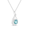 Thumbnail Image 2 of Oceanic Blue Topaz & White Lab-Created Sapphire Infinity Teardrop Necklace Sterling Silver 18&quot;