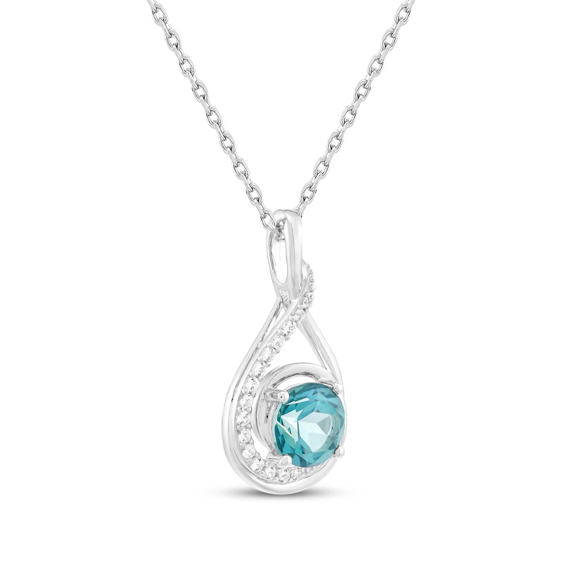 Main Image 2 of Oceanic Blue Topaz & White Lab-Created Sapphire Infinity Teardrop Necklace Sterling Silver 18&quot;