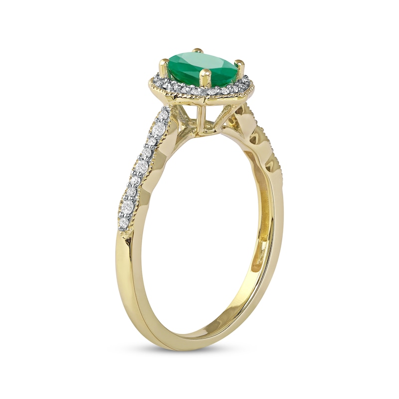 Main Image 2 of Emerald & Diamond Ring 1/6 ct tw 10K Yellow Gold