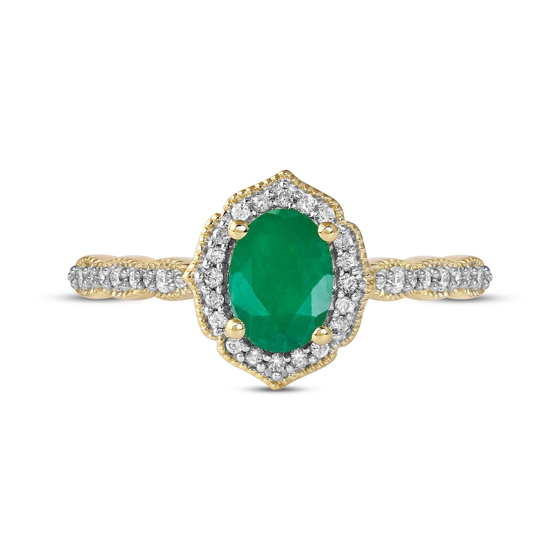 Main Image 3 of Emerald & Diamond Ring 1/6 ct tw 10K Yellow Gold