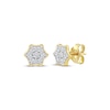 Thumbnail Image 1 of Multi-Diamond Curved Hexagon Stud Earrings 1/6 ct tw 10K Yellow Gold