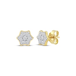 Multi-Diamond Curved Hexagon Stud Earrings 1/6 ct tw 10K Yellow Gold