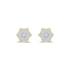 Thumbnail Image 2 of Multi-Diamond Curved Hexagon Stud Earrings 1/6 ct tw 10K Yellow Gold