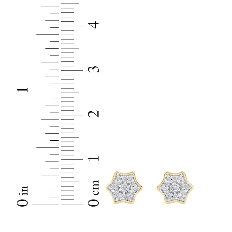 Main Image 5 of Multi-Diamond Curved Hexagon Stud Earrings 1/6 ct tw 10K Yellow Gold