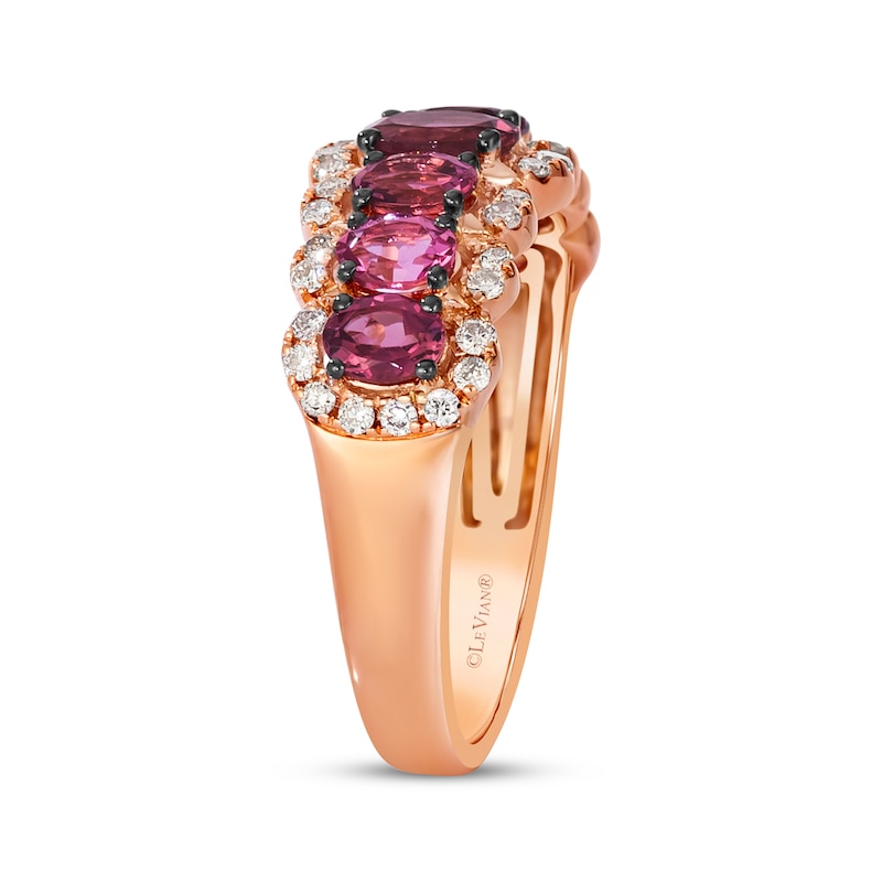 Main Image 2 of Le Vian Oval-Cut Pink Tourmaline Scalloped Ring 1/4 ct tw Diamonds 14K Strawberry Gold